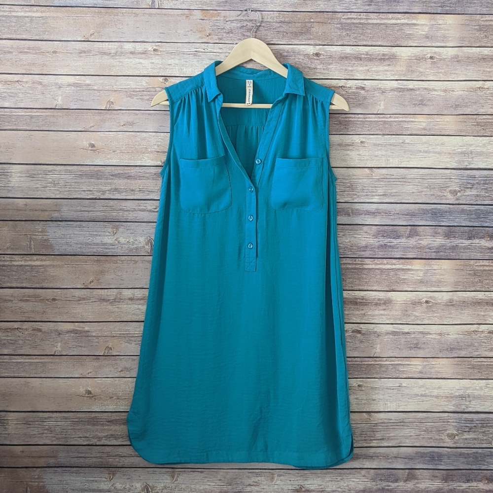 SPRINGFIELD Sheer Teal Women's Shift Dress